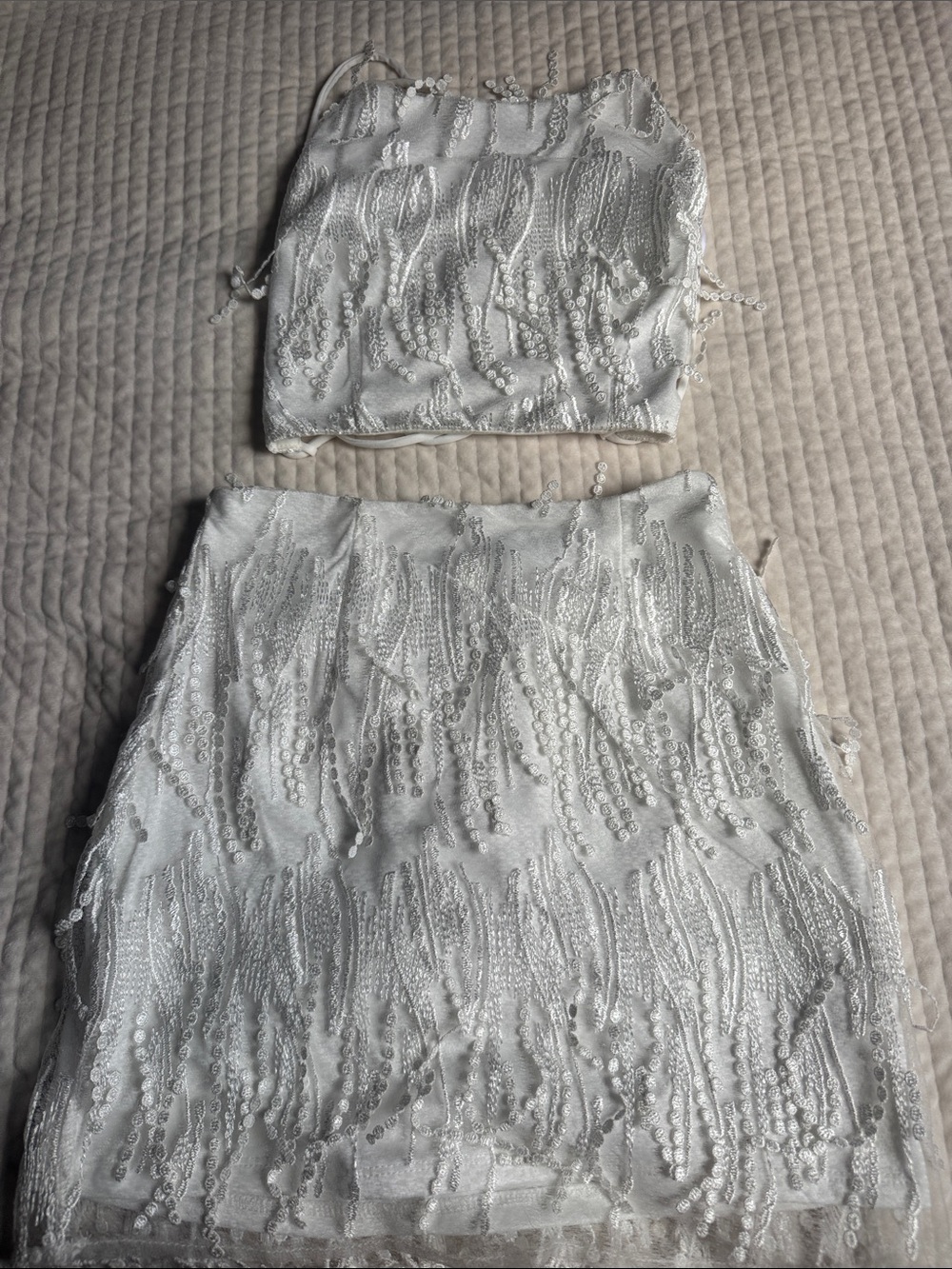 White Two-Piece Skirt Set
